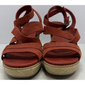 Timberland‎ Earthkeepers Dark Orange Rust Red Wedge Sandals SZ 9.5M